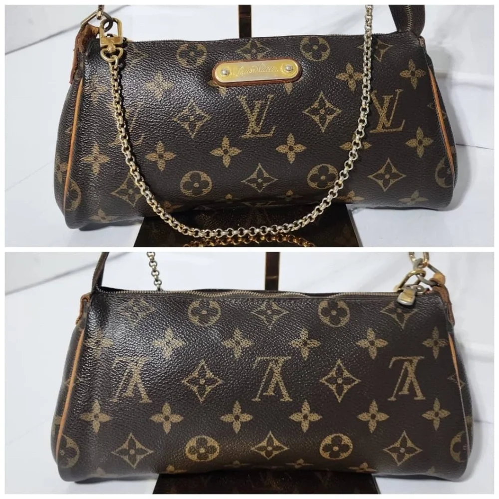 SOLD***Authentic Louis Vuitton LV Monogram Eva Pochette Bag Brown - Picture 7 of 14